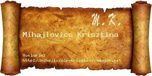 Mihajlovics Krisztina névjegykártya